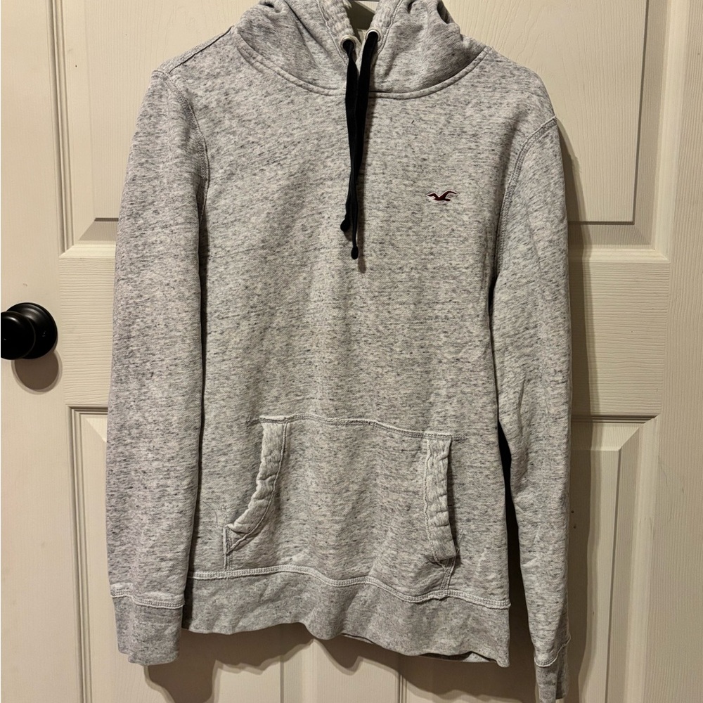 Hollister Heather Gray Hoodie with Black Drawstring